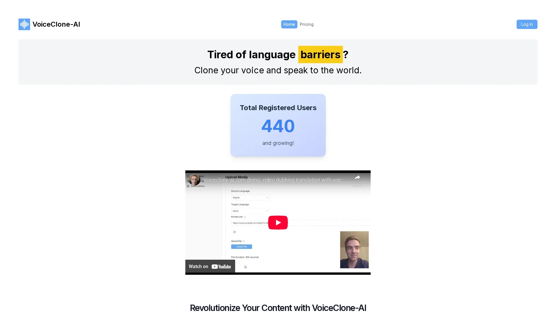 voiceclone-ai homepage