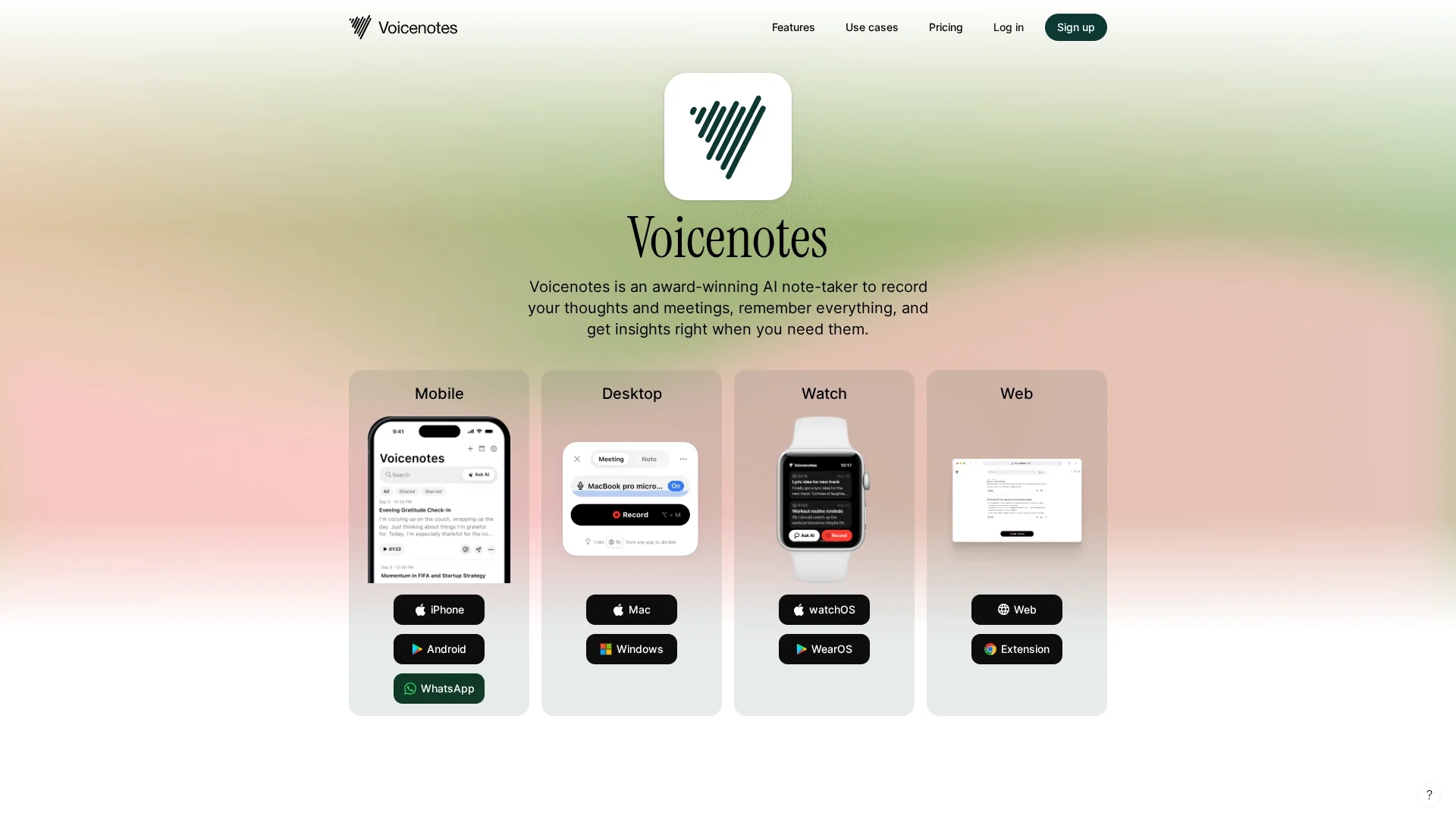 voicenotes homepage