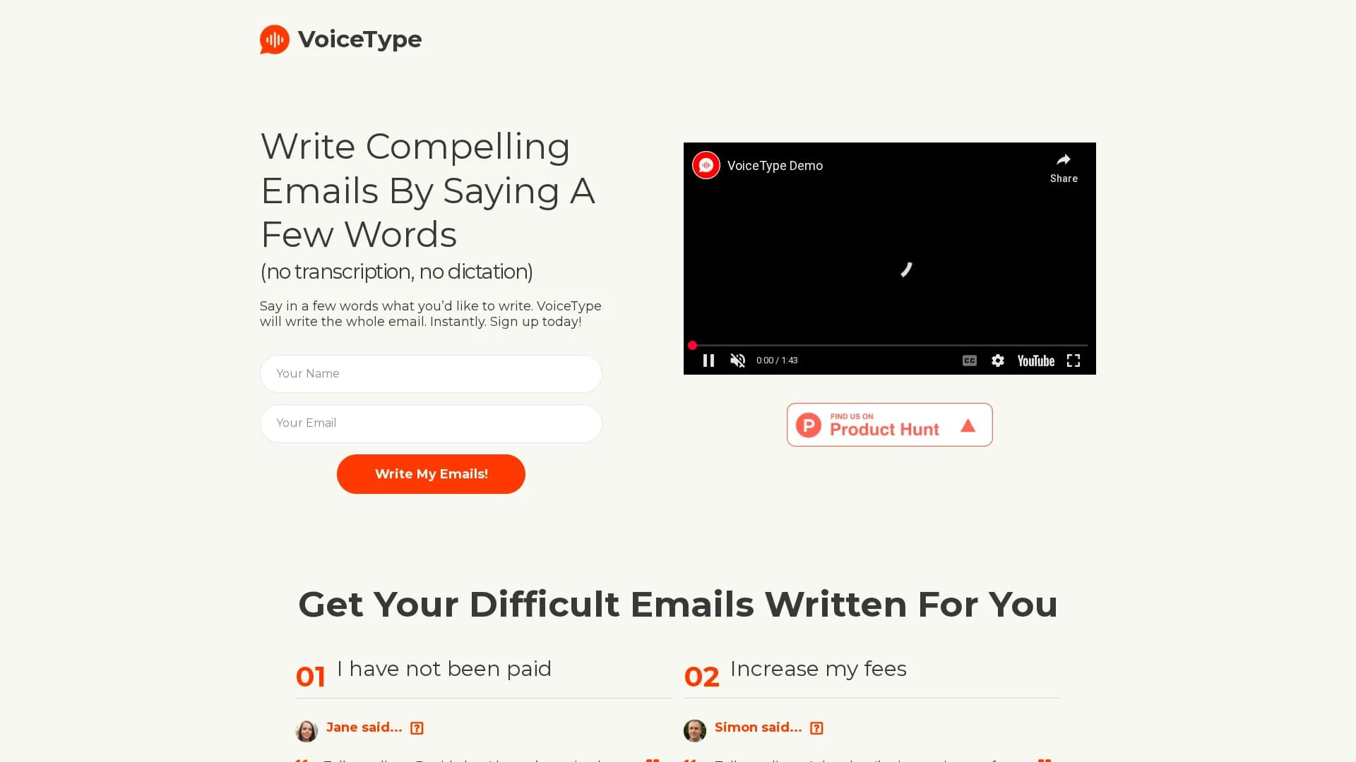voicetype homepage