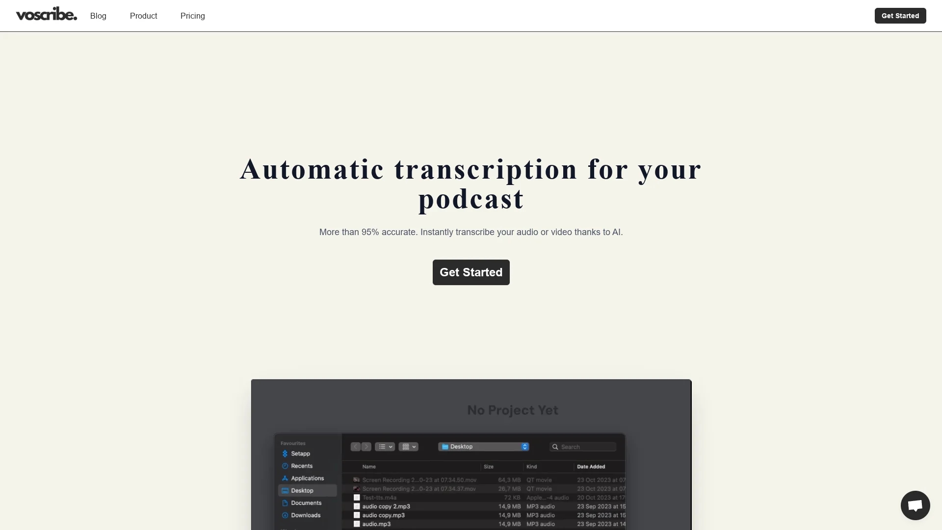 voscribe homepage
