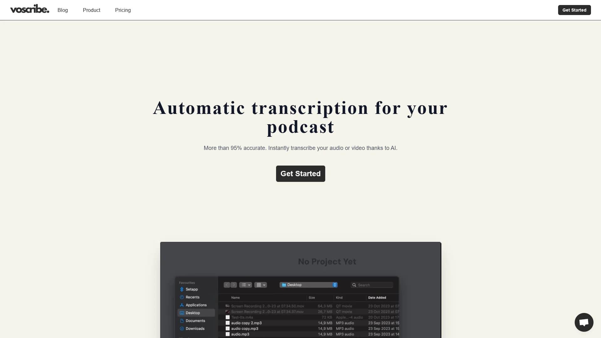 voscribe homepage