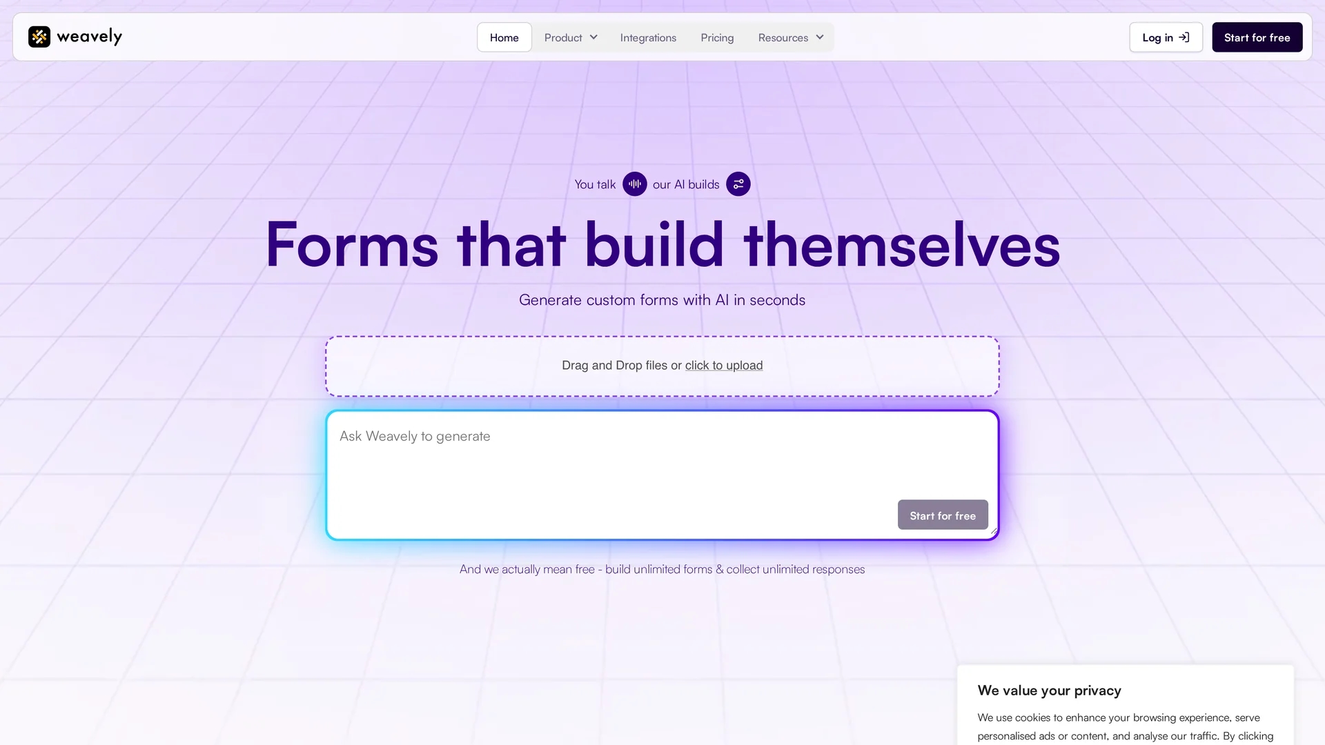 weavely-ai homepage