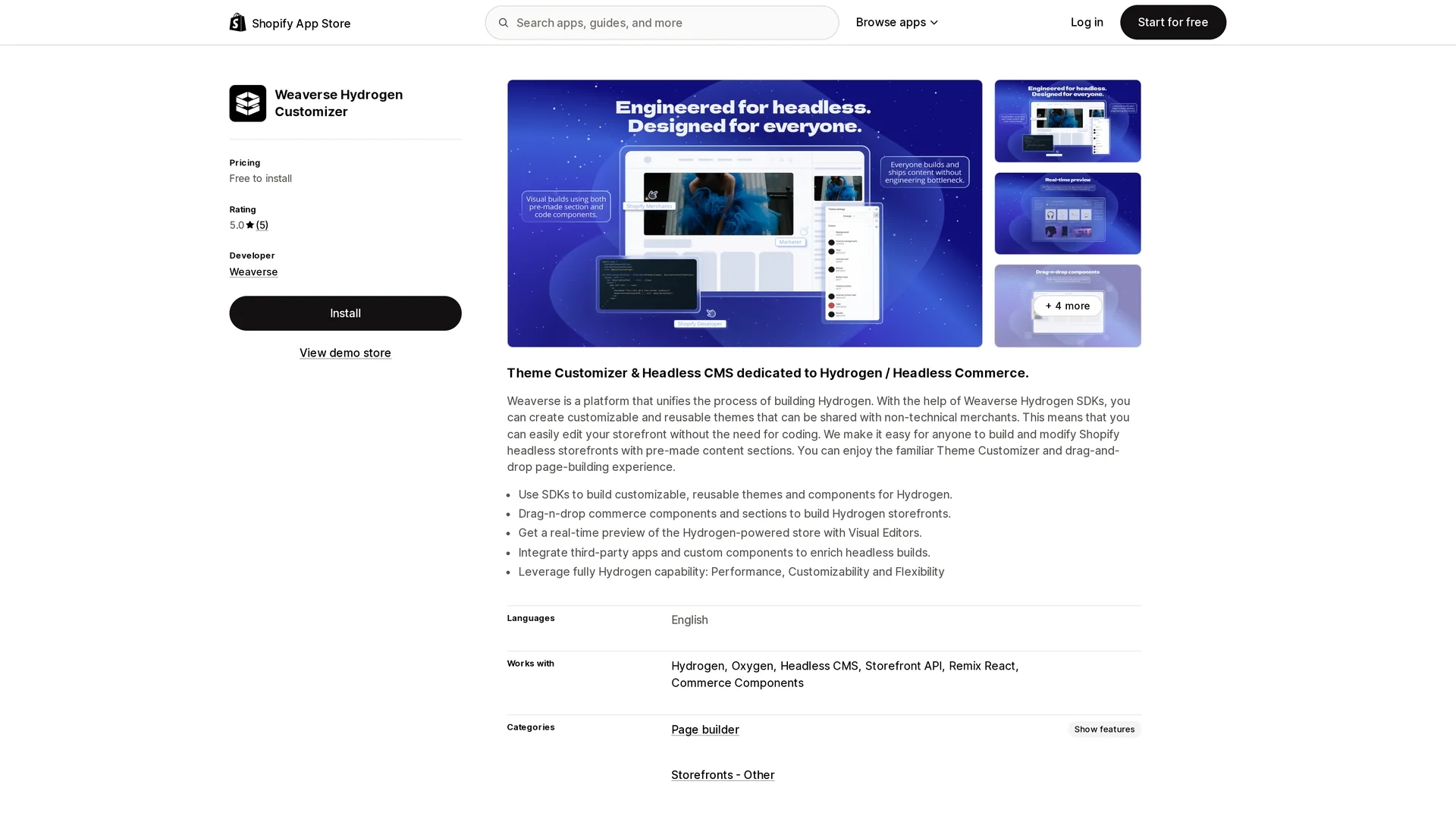 weaverse-ai-powered-page-builder homepage