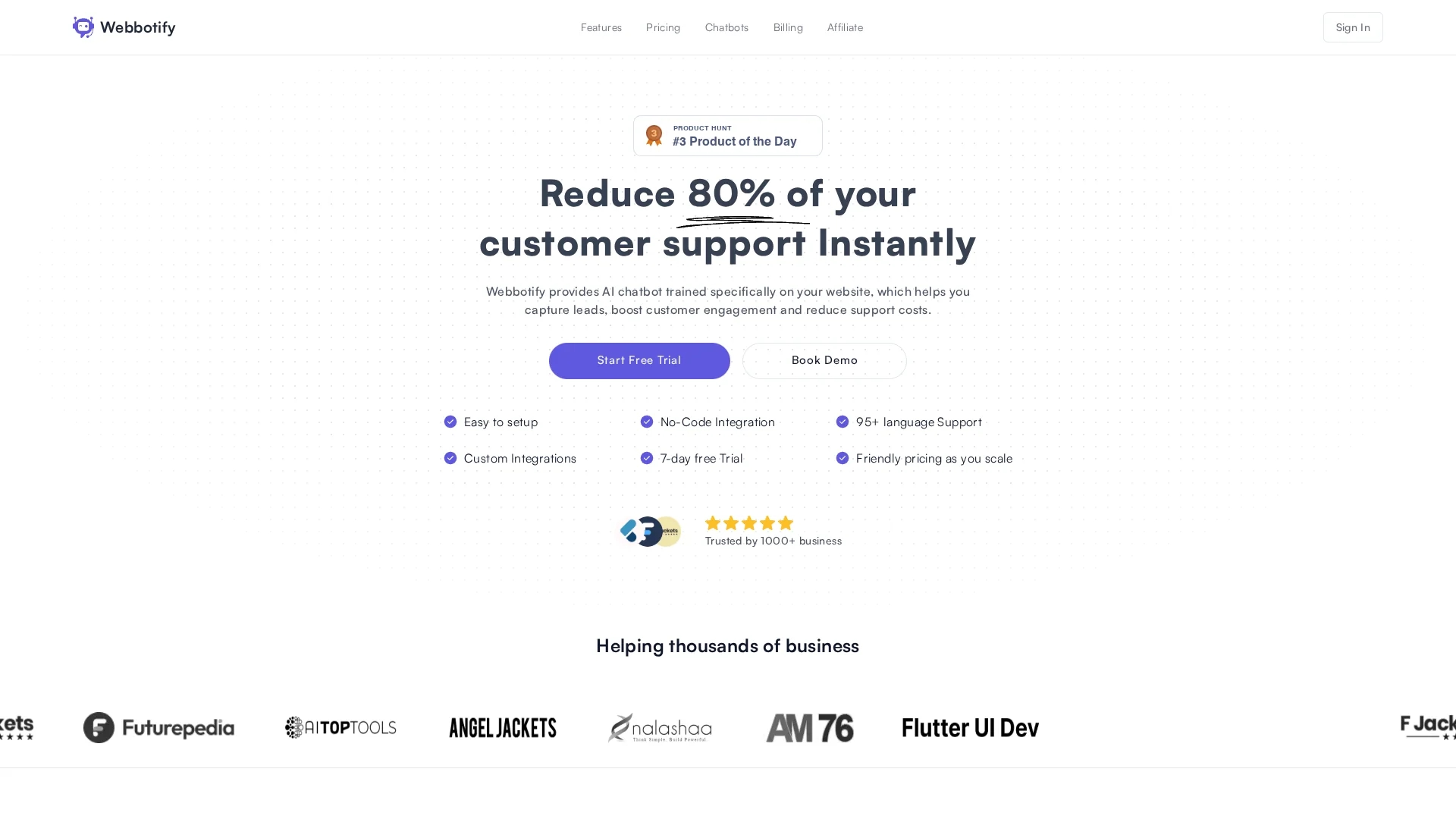 webbotify homepage