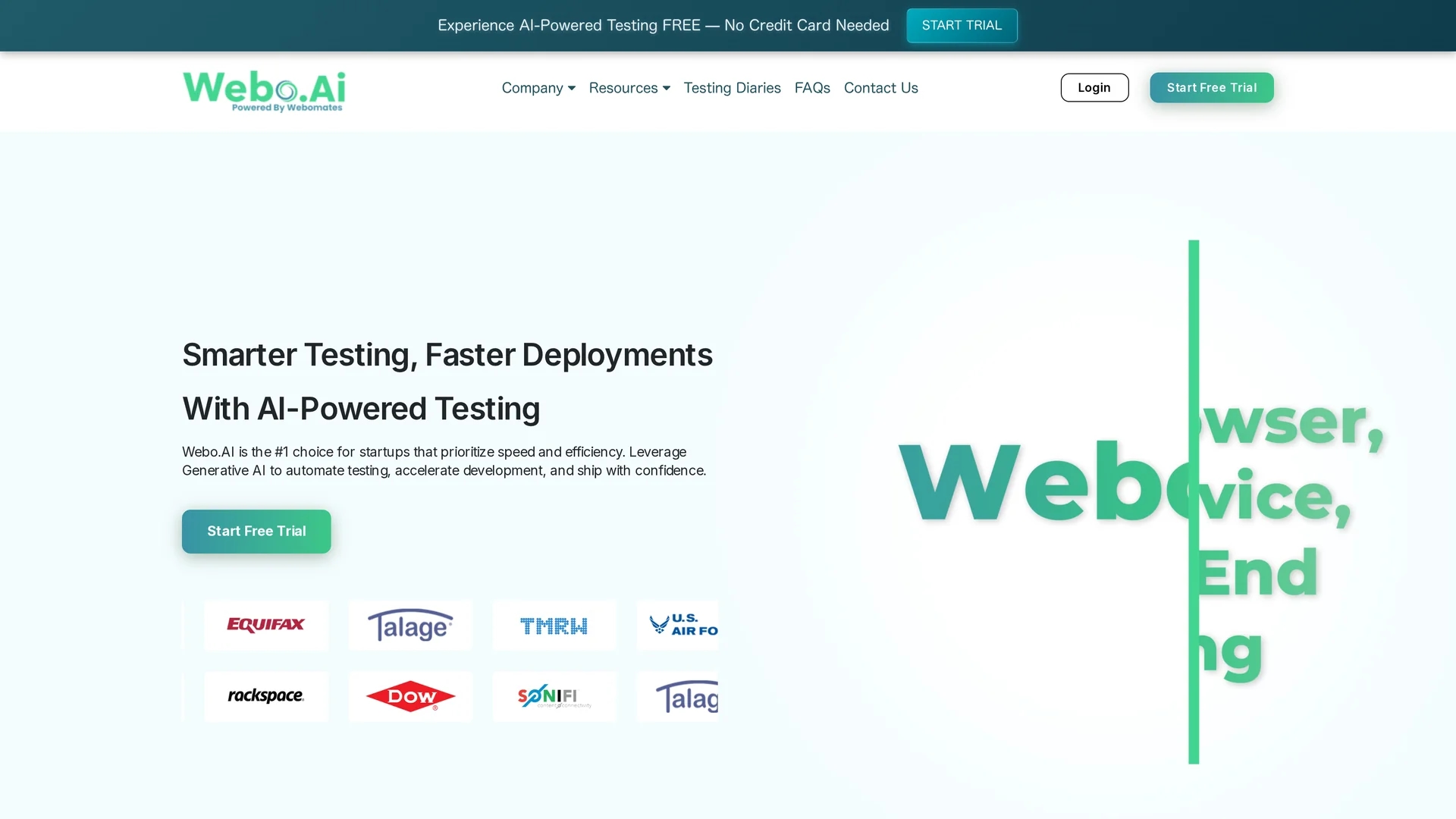 webo-ai homepage