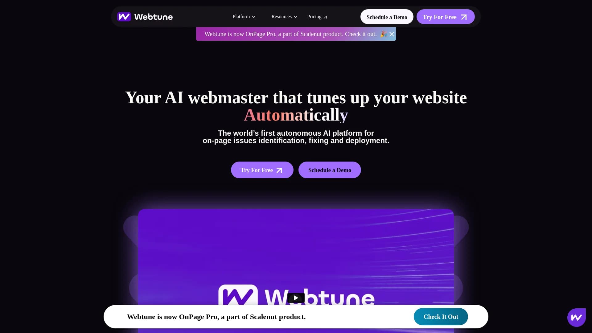 webtune-ai homepage