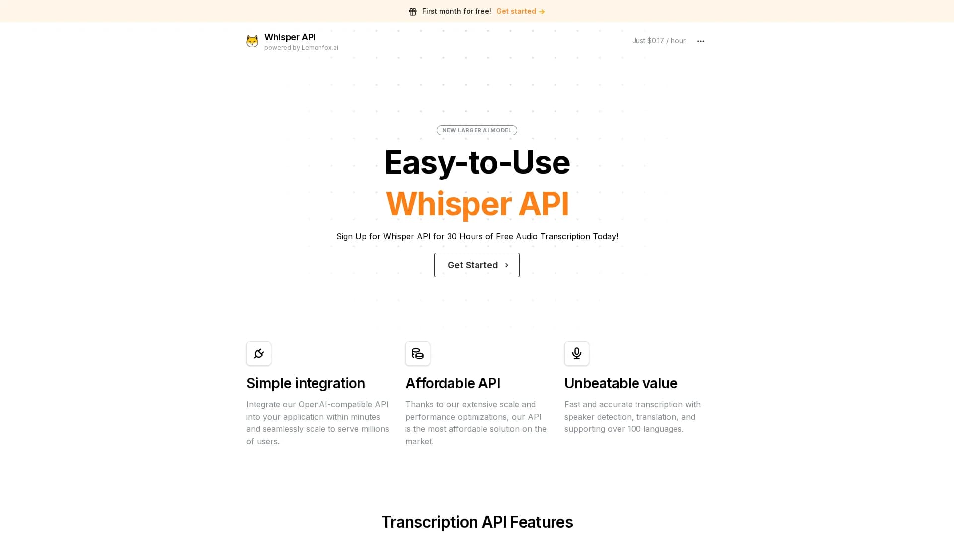 whisperapi homepage