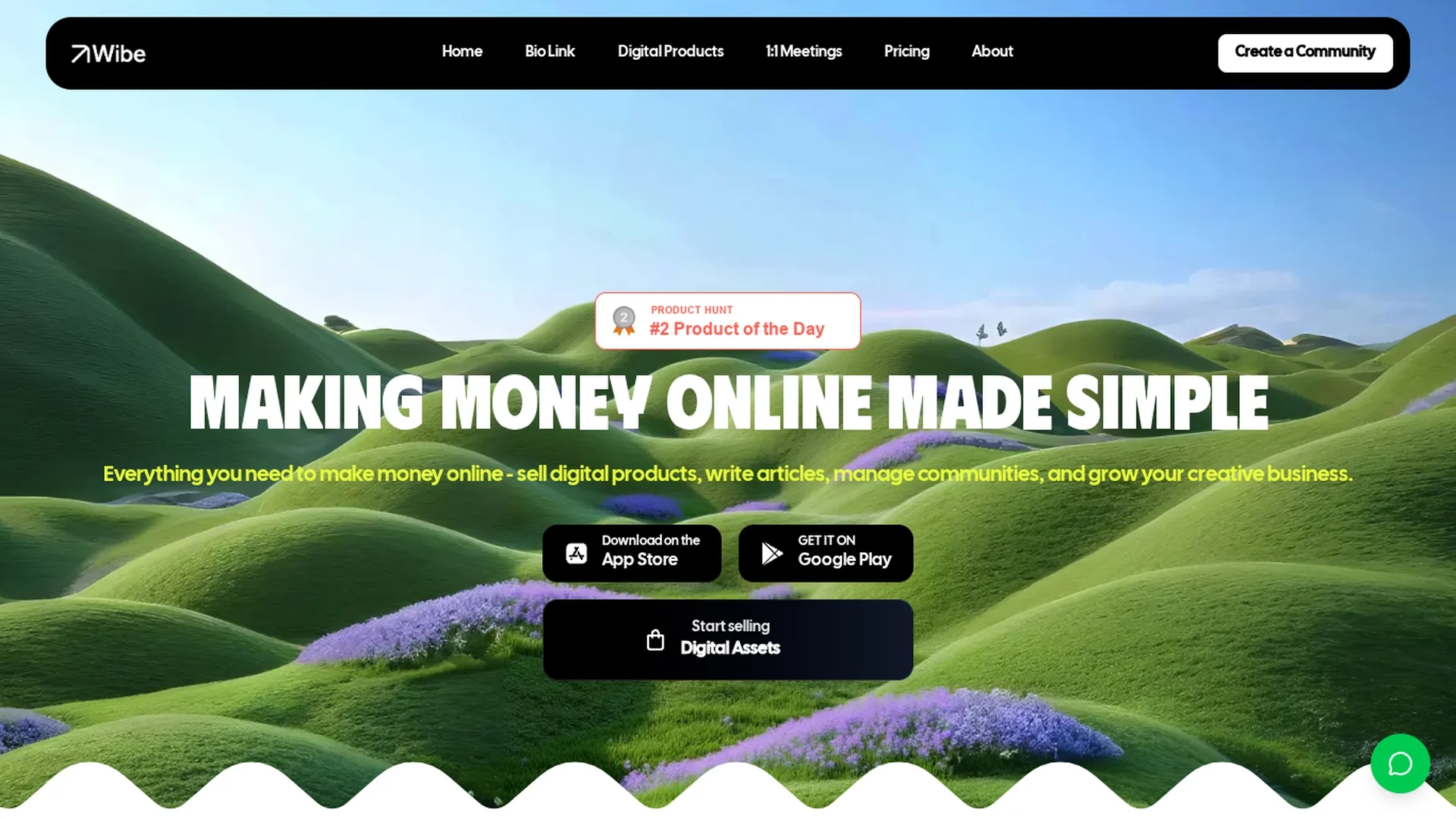 wibe-for-creators homepage