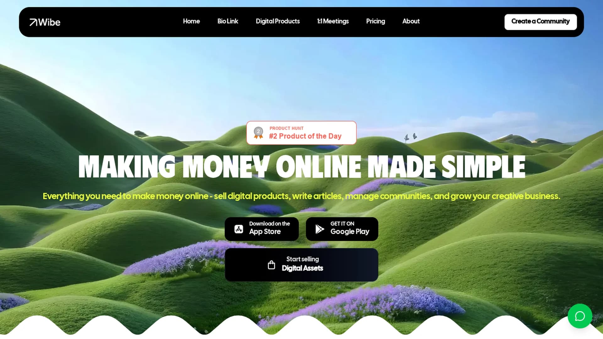 wibe-for-creators homepage