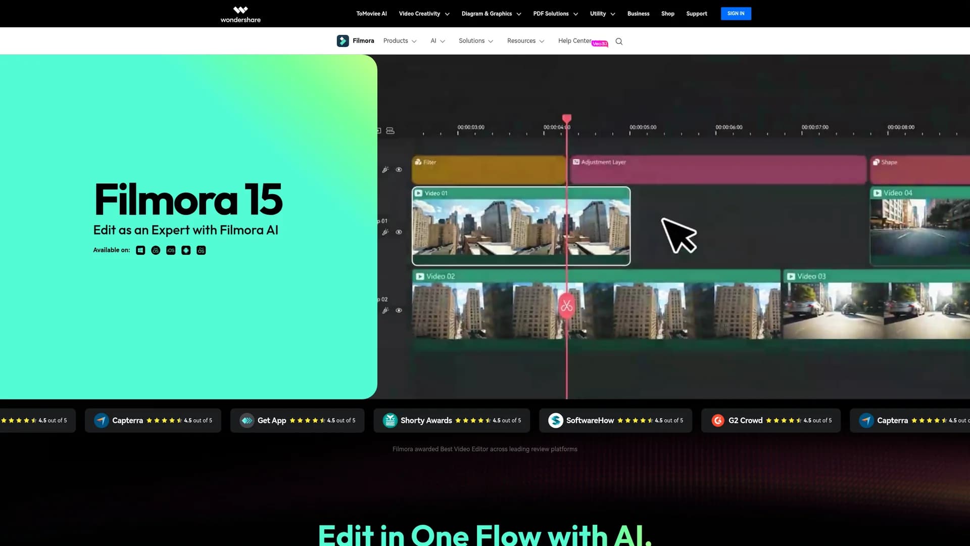 wondershare-filmora homepage