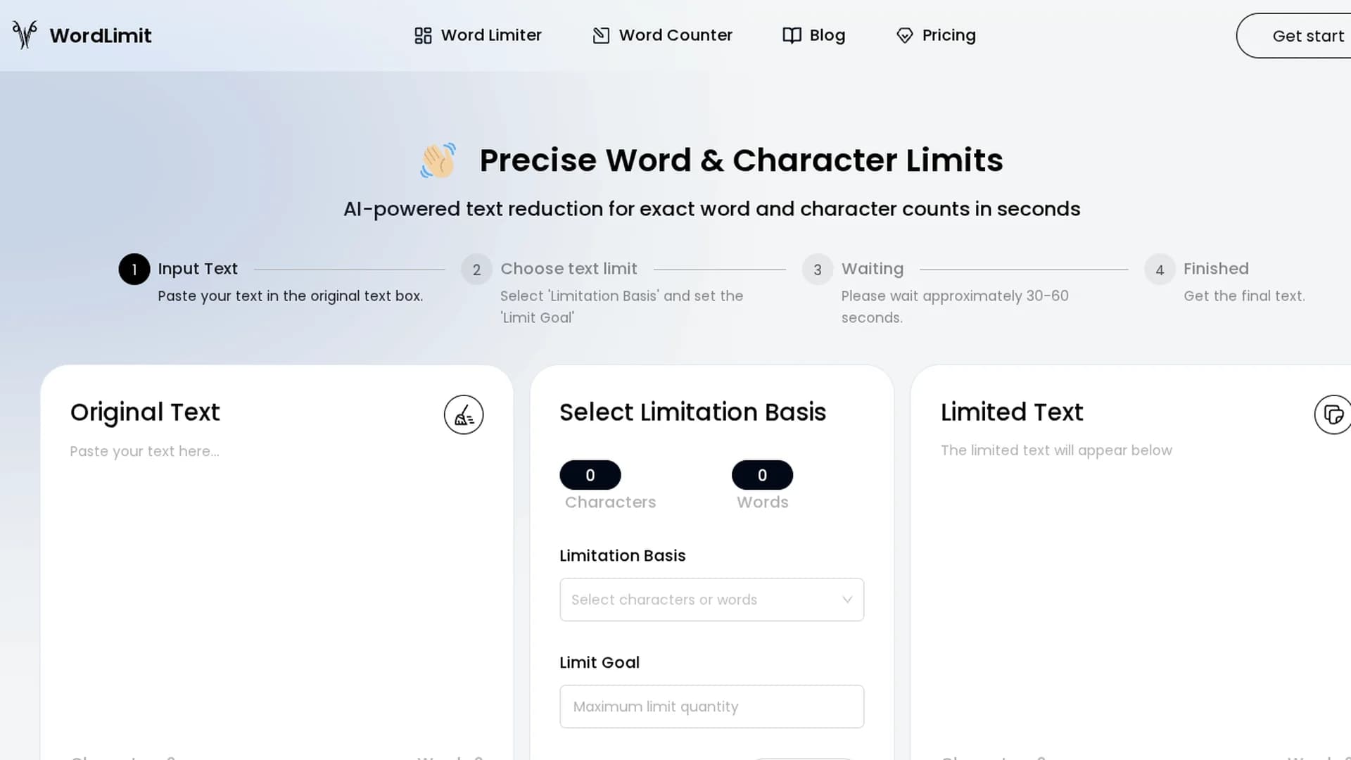 wordlimit-ai homepage