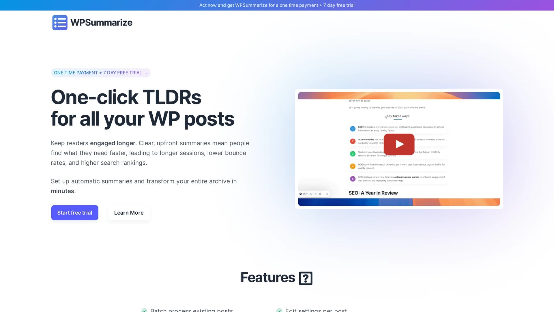 wpsummarize homepage