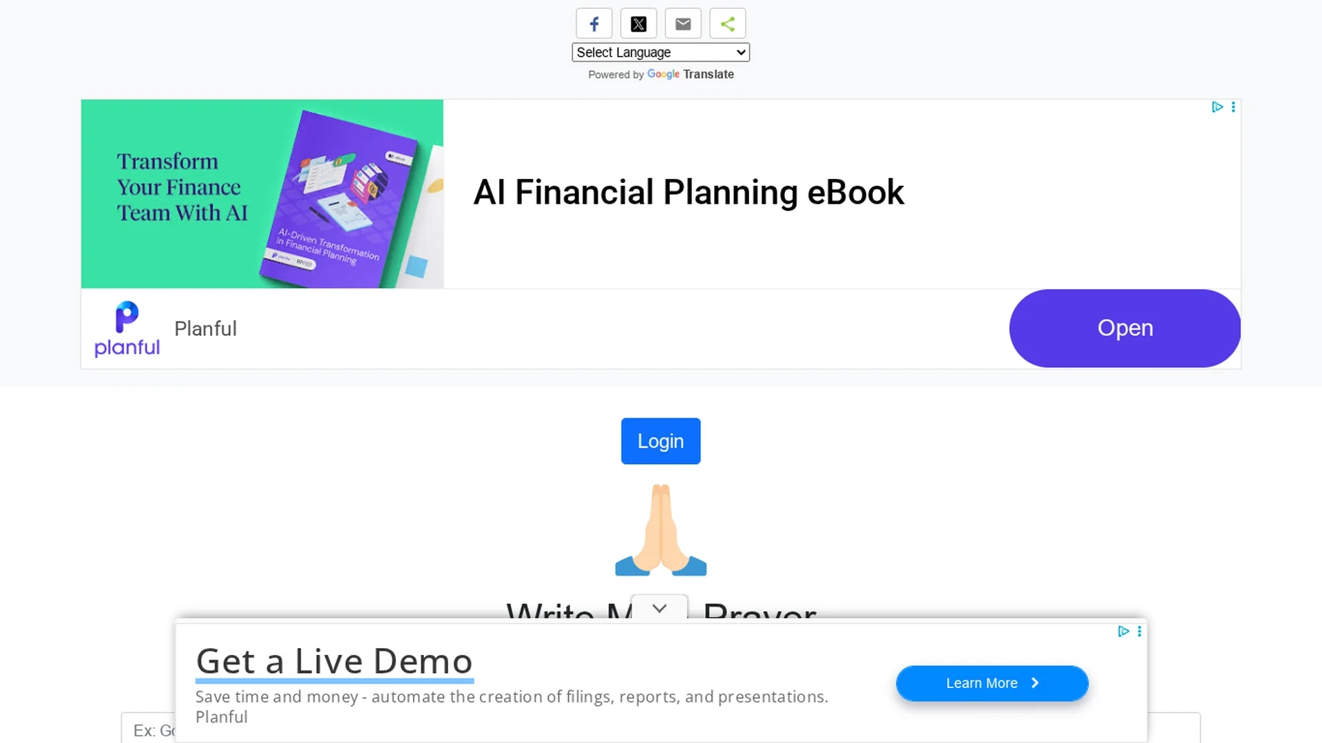 write-me-a-prayer-ai-prayer-generator homepage