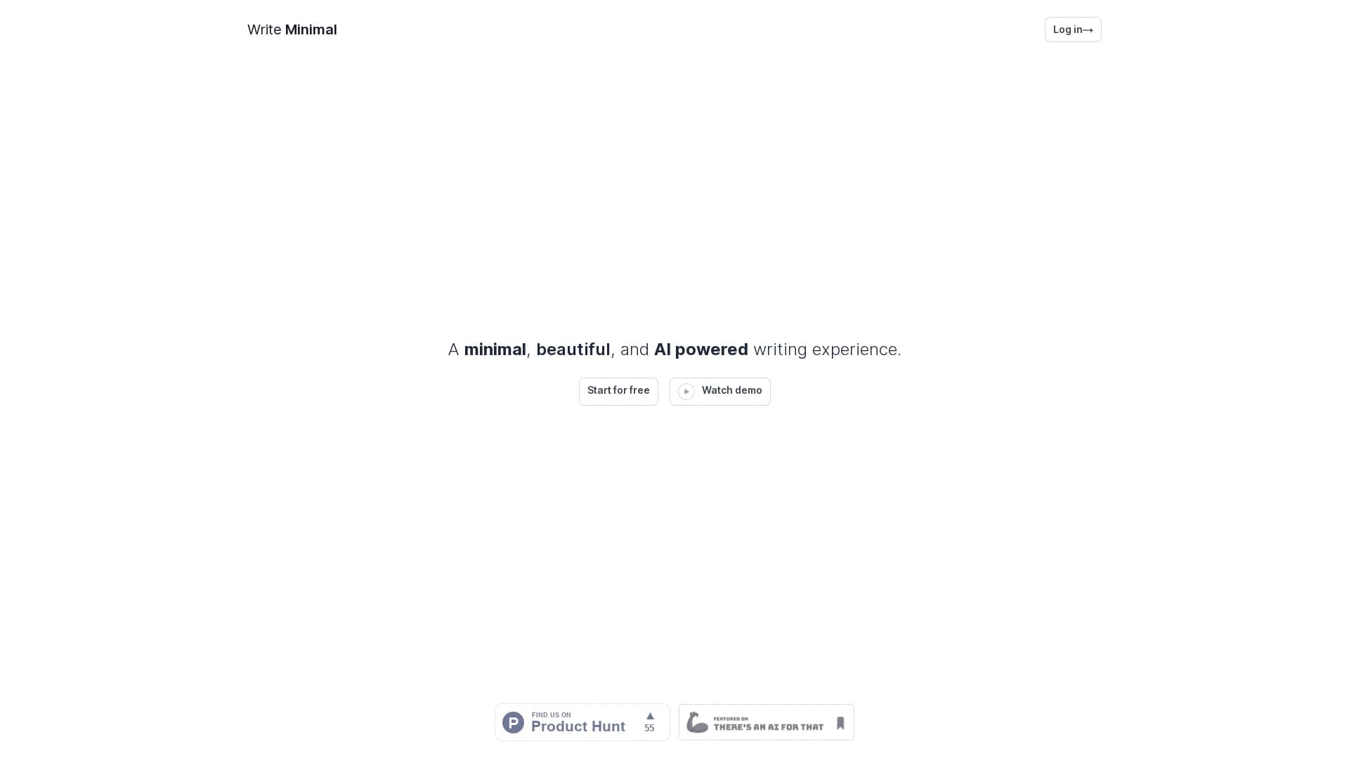 write-minimal homepage
