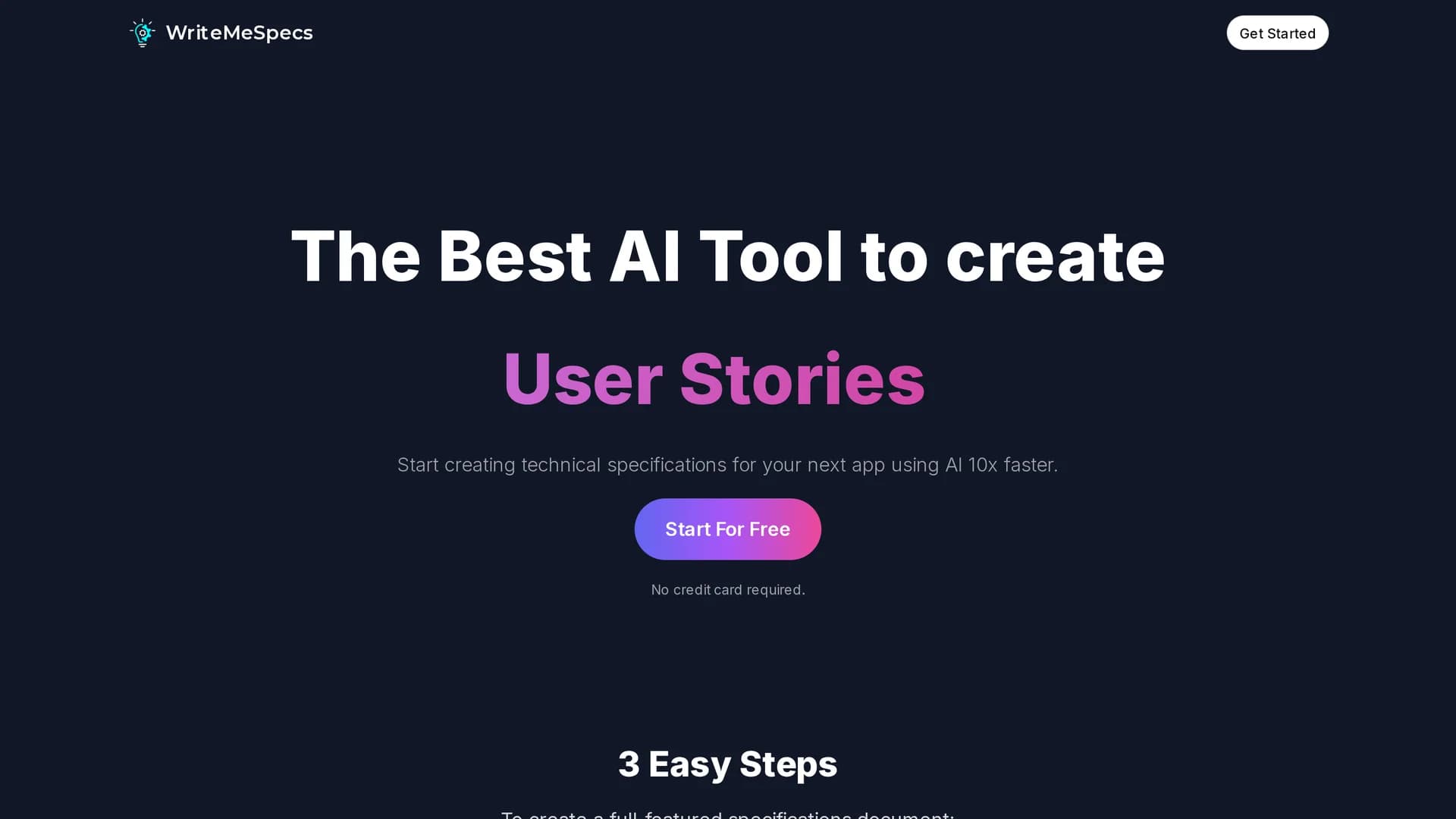 writemespecs-com homepage