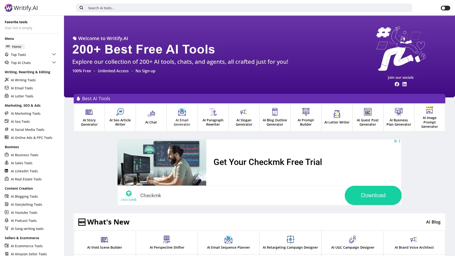 writify-ai homepage