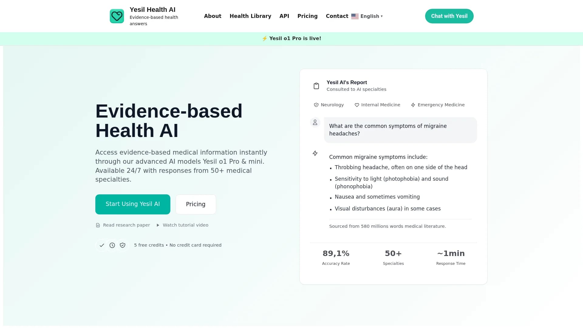 yesil-health homepage