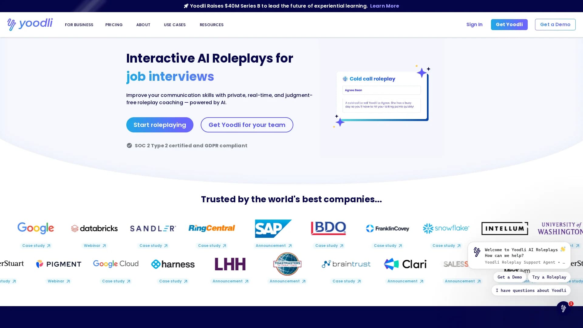 yoodli homepage