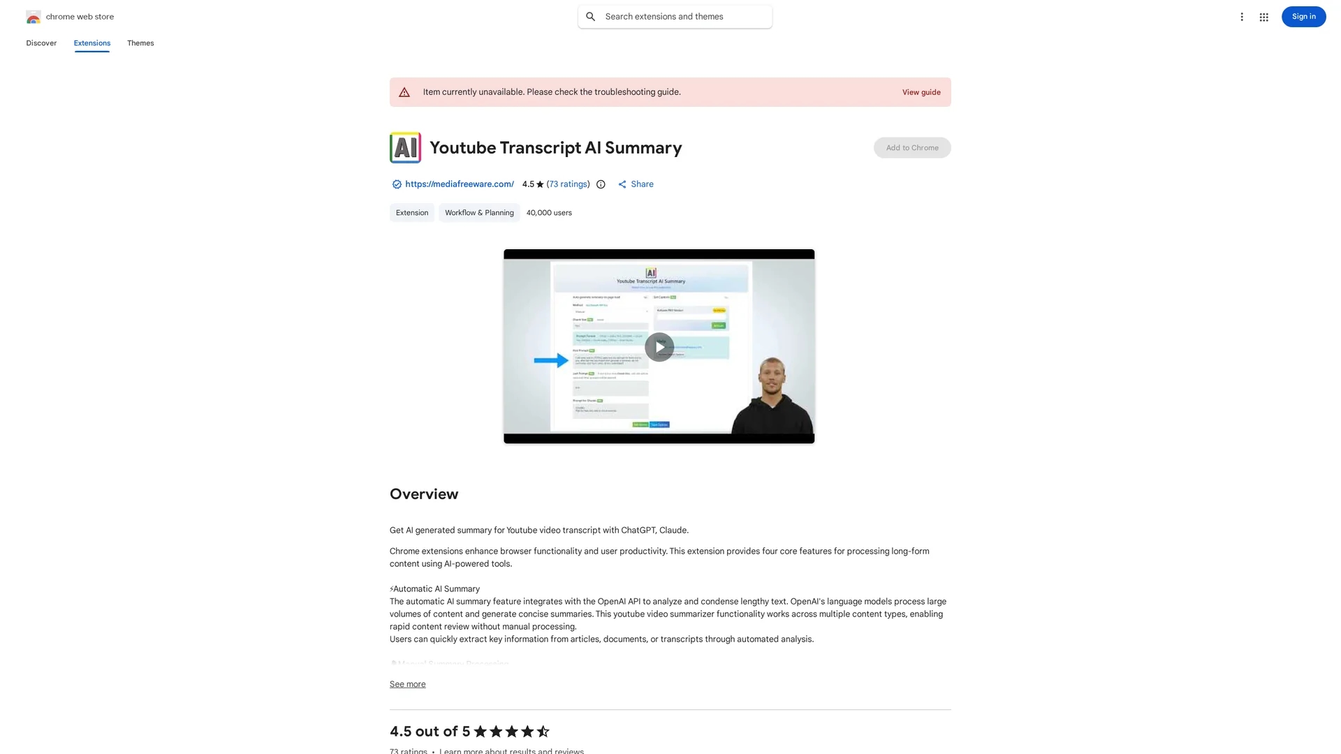 youtube-transcript-ai-summary homepage
