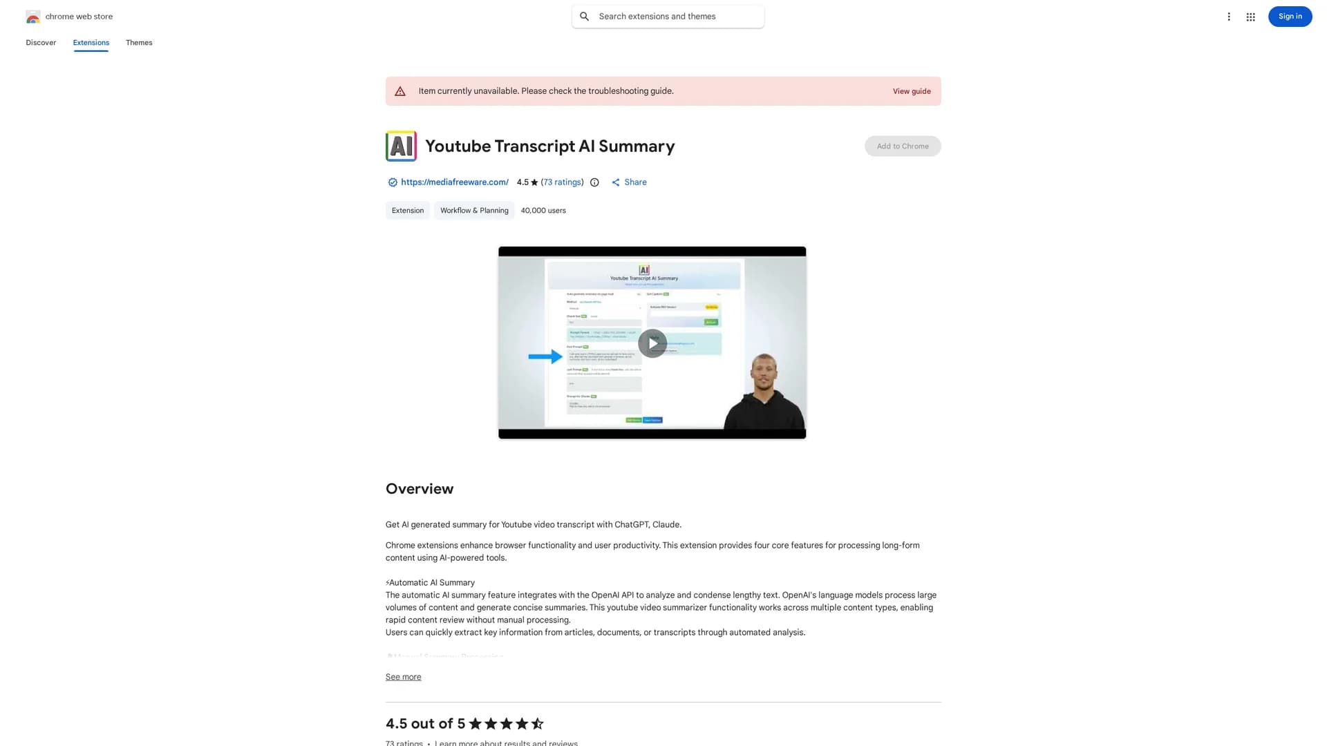 youtube-transcript-ai-summary homepage