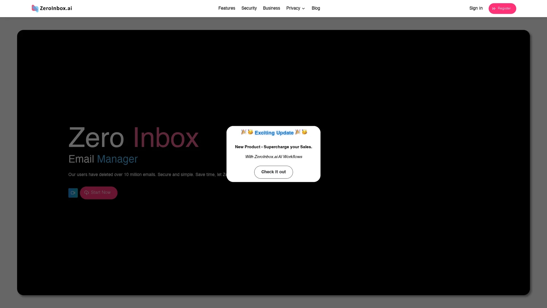 zeroinbox homepage