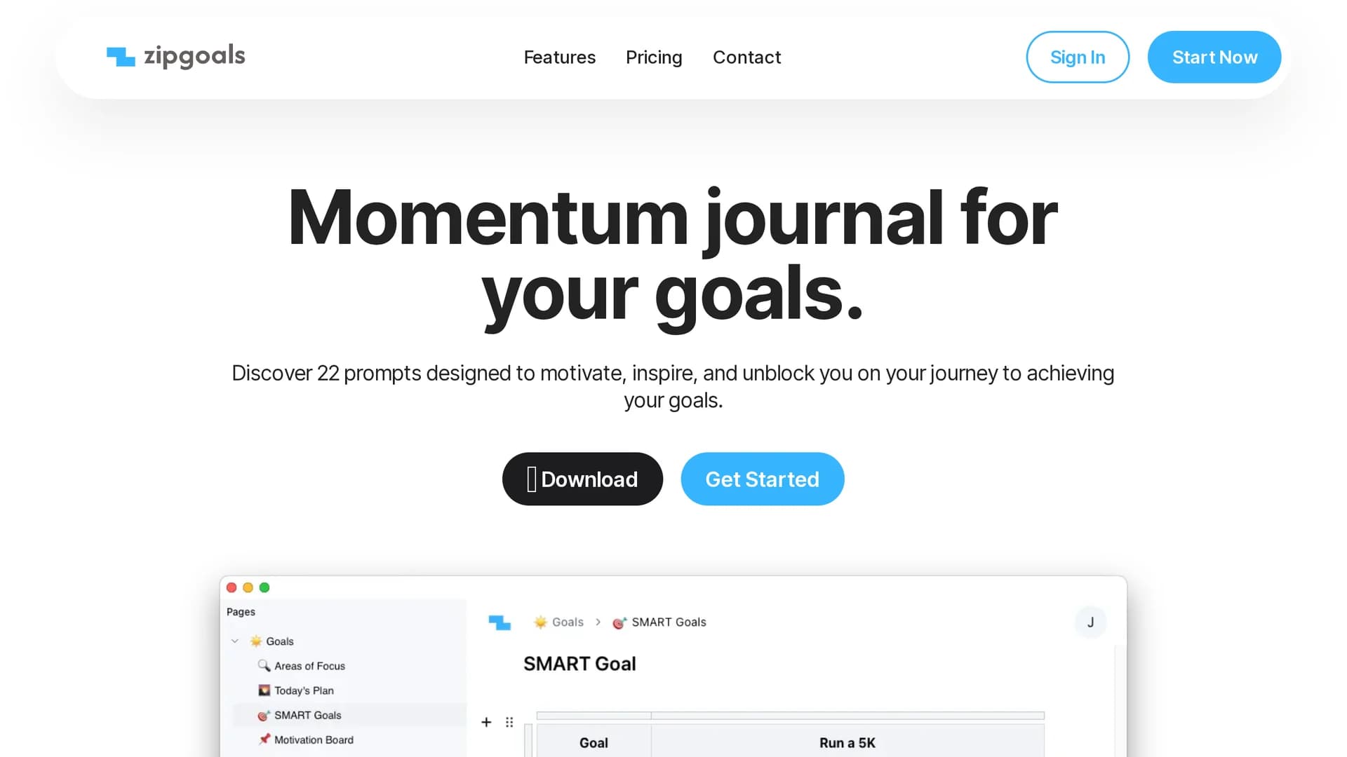 zipgoals homepage